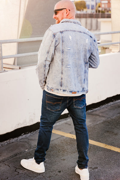Blue Distressed Denim Jacket - Adults - 4