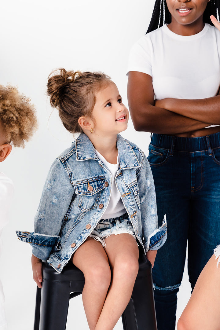 Blue Distressed Denim Jacket - Kids