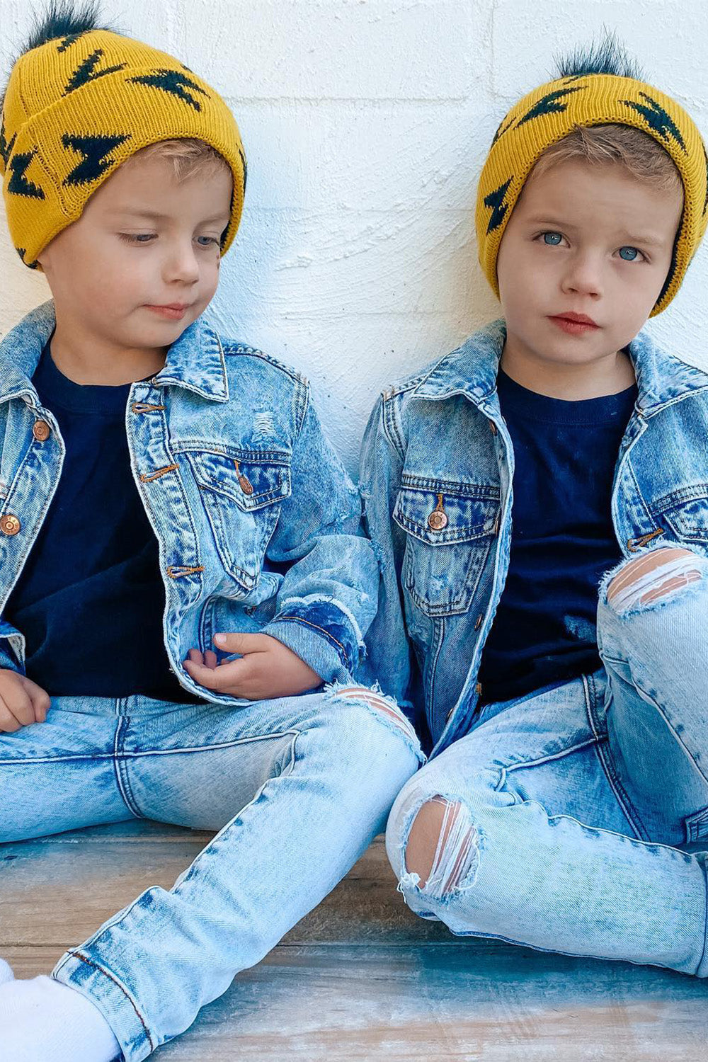 Blue Distressed Denim Jacket - Kids