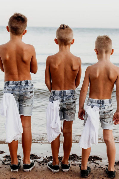 Blue Denim Jeg Shorts - Kids