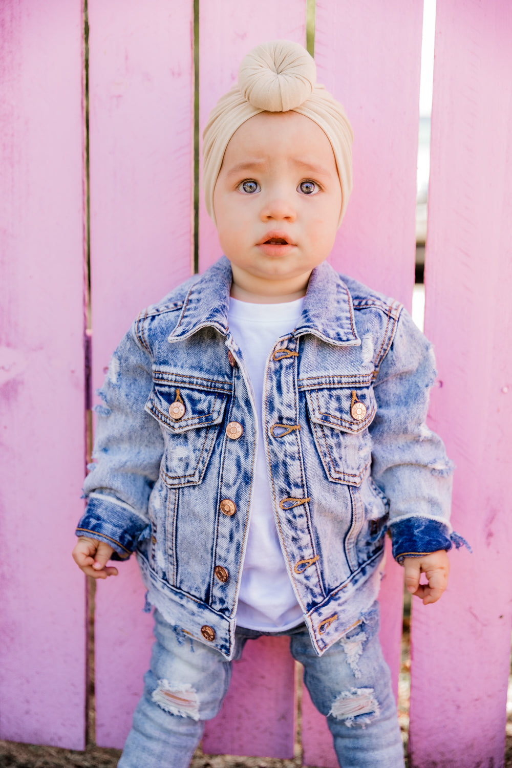 Blue Distressed Denim Jacket - Kids