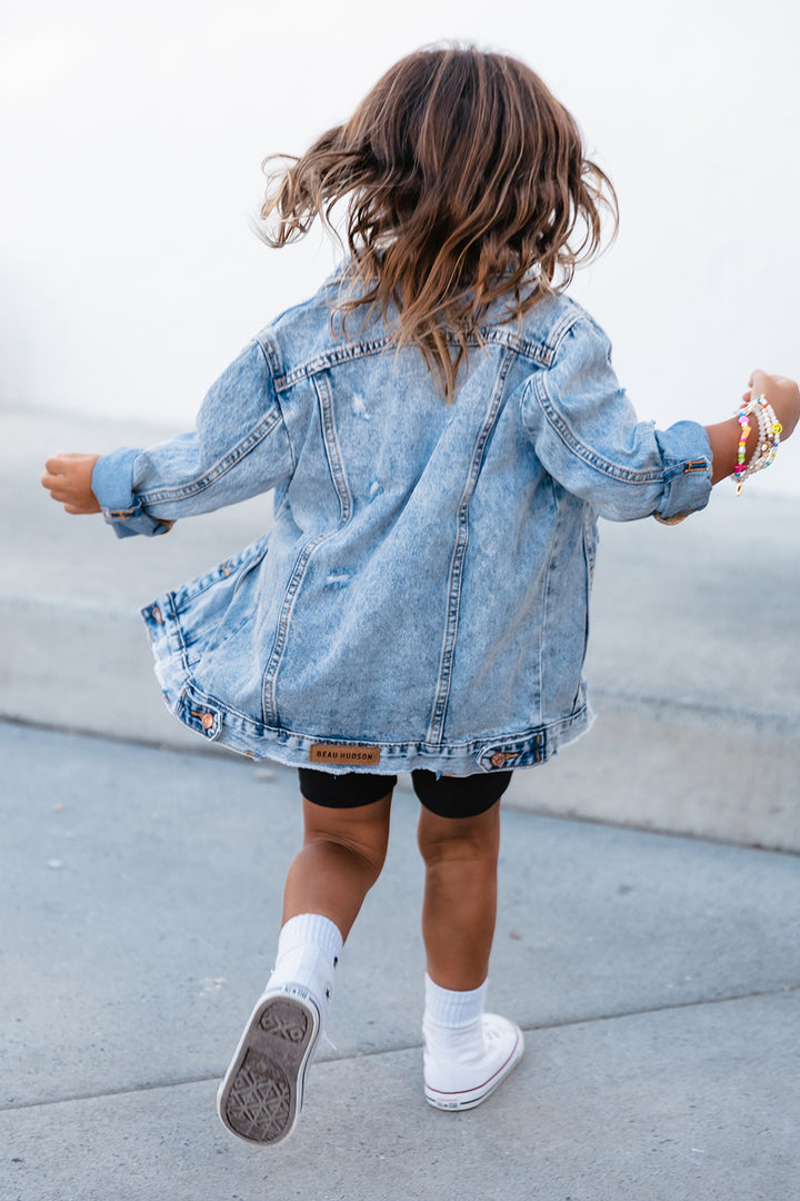 Blue Distressed Denim Jacket - Kids