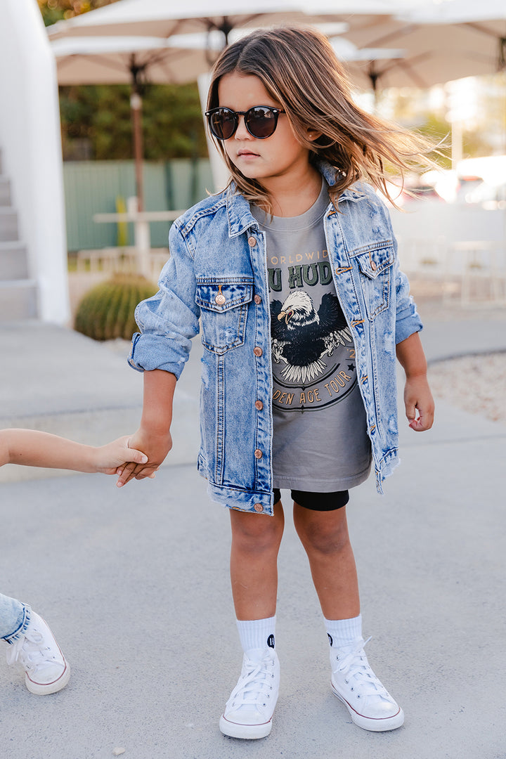 Blue Distressed Denim Jacket - Kids