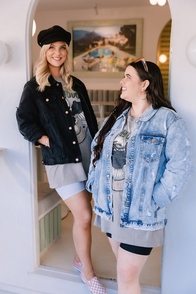 Blue Distressed Denim Jacket - Adults - 9