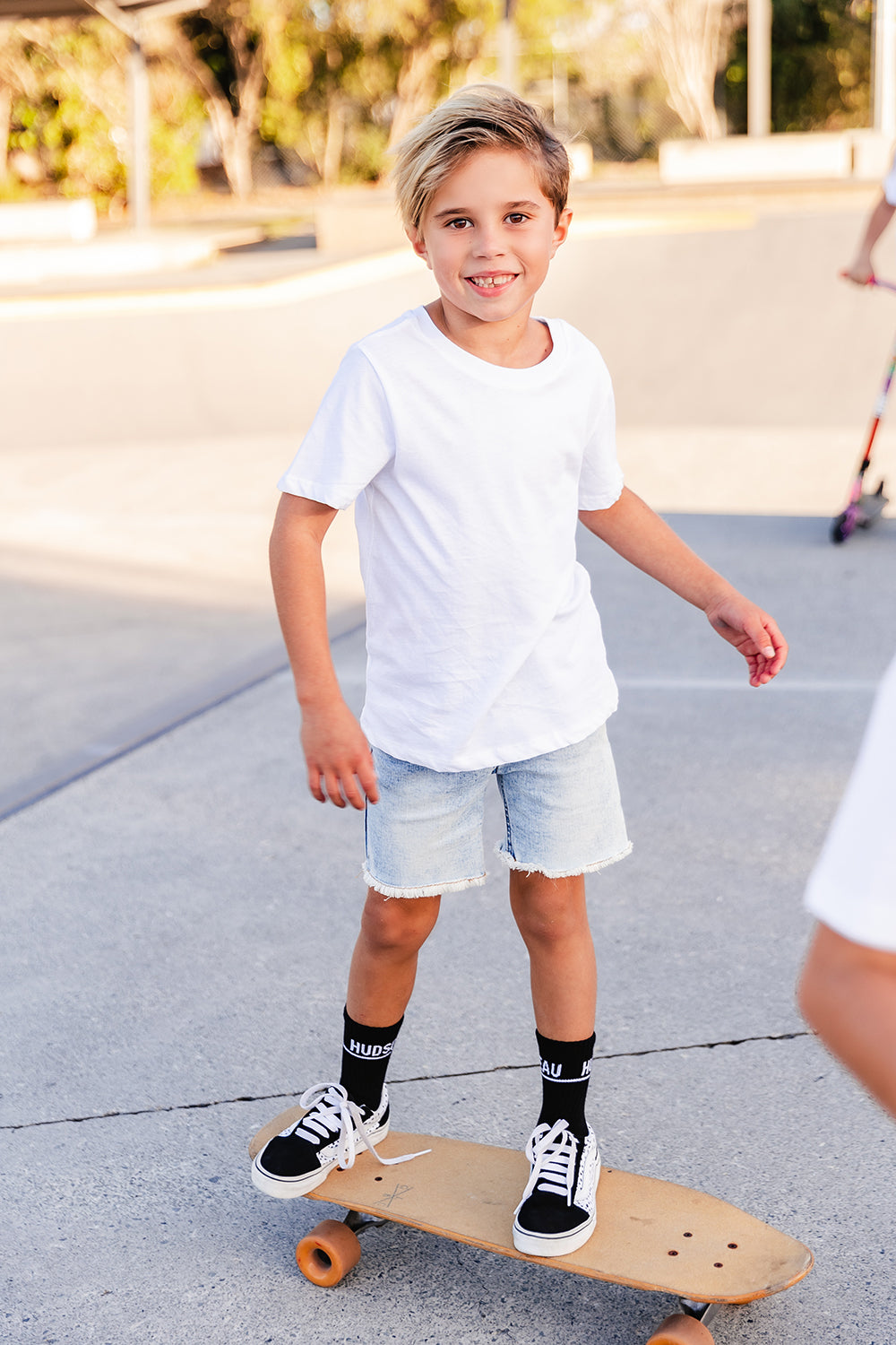 Blue Denim Jeg Shorts - Kids