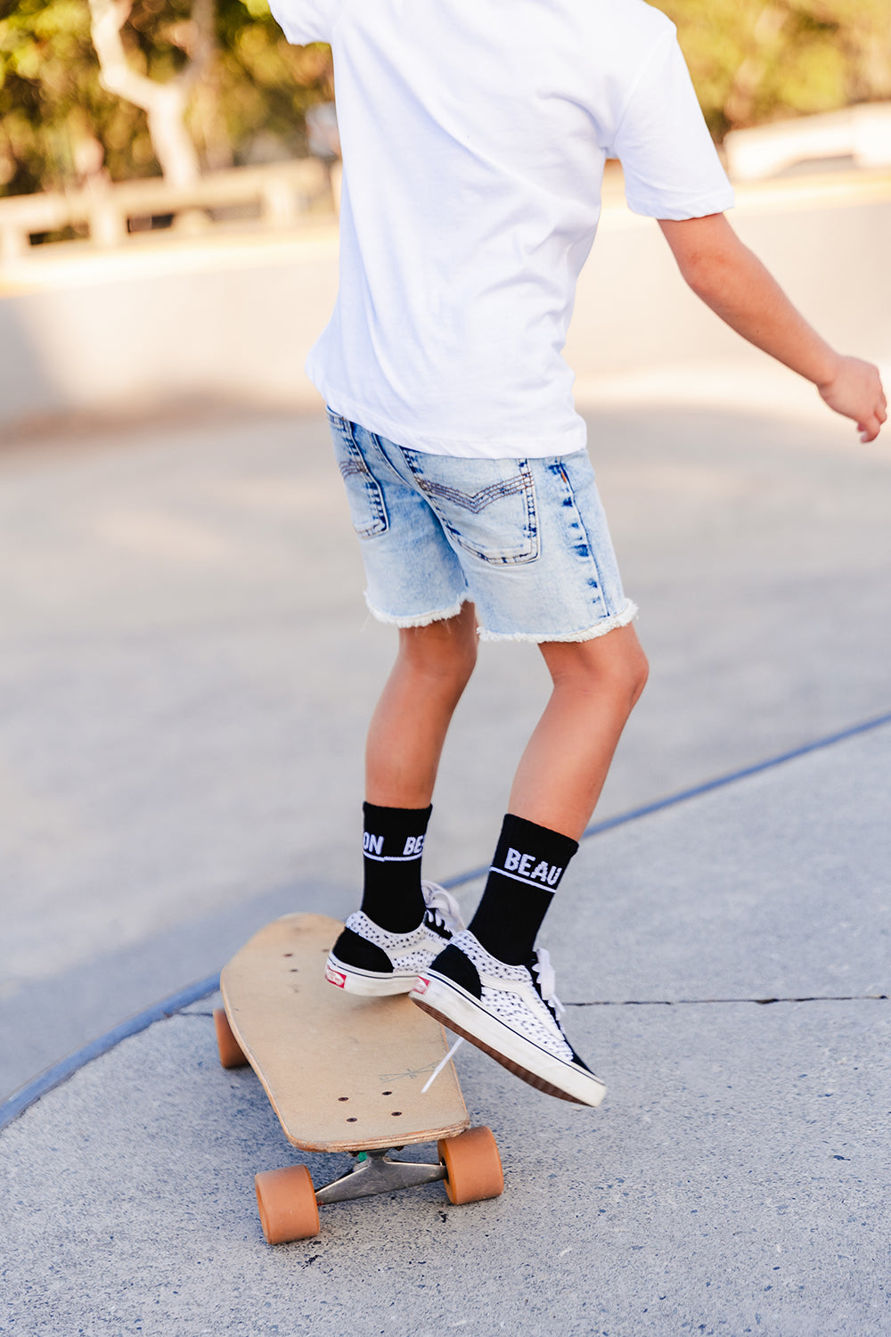 Blue Denim Jeg Shorts - Kids