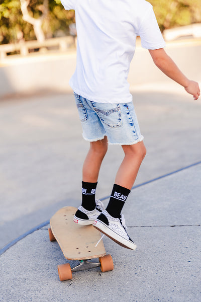 Blue Denim Jeg Shorts - Kids