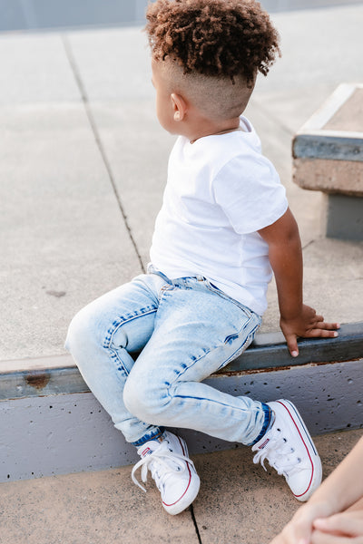 Blue Non-Distressed Denim Jeg Jeans - Kids