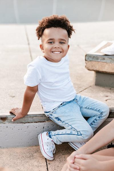 Blue Non-Distressed Denim Jeg Jeans - Kids