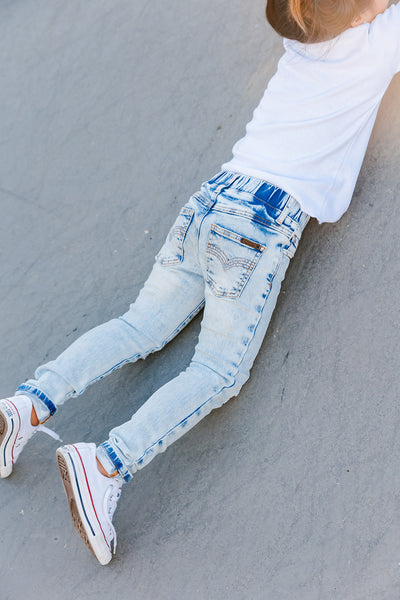 Blue Non-Distressed Denim Jeg Jeans - Kids