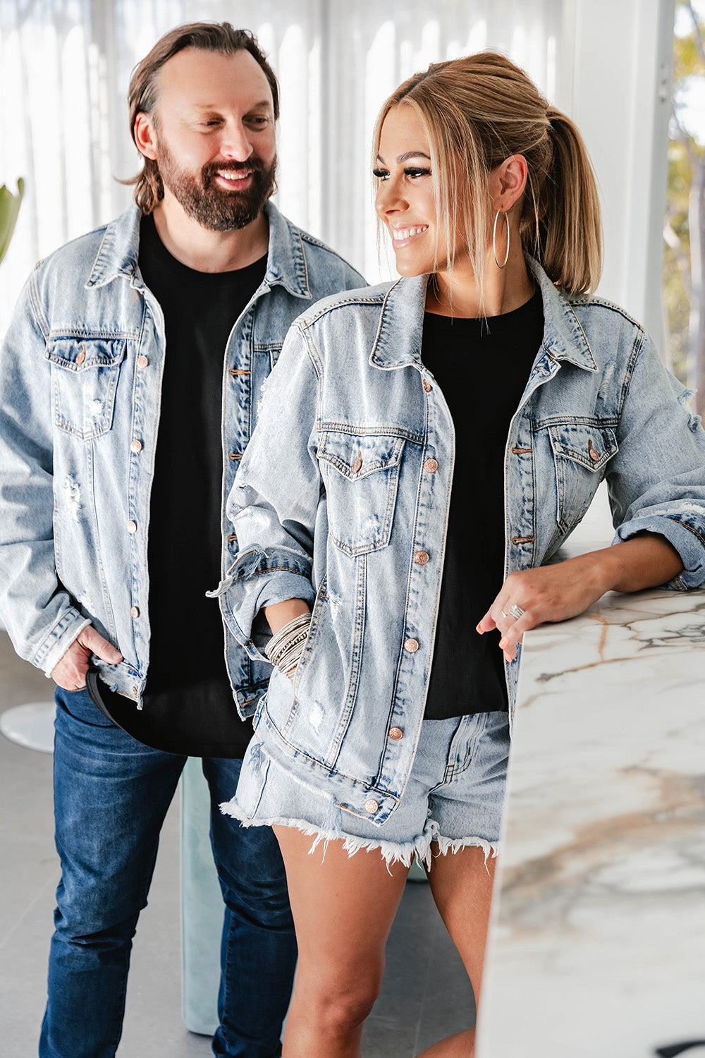 Blue Distressed Denim Jacket - Adults - 1