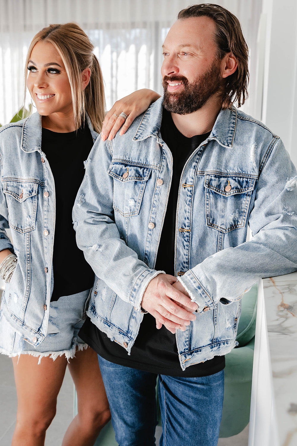 Blue Distressed Denim Jacket - Adults - 2