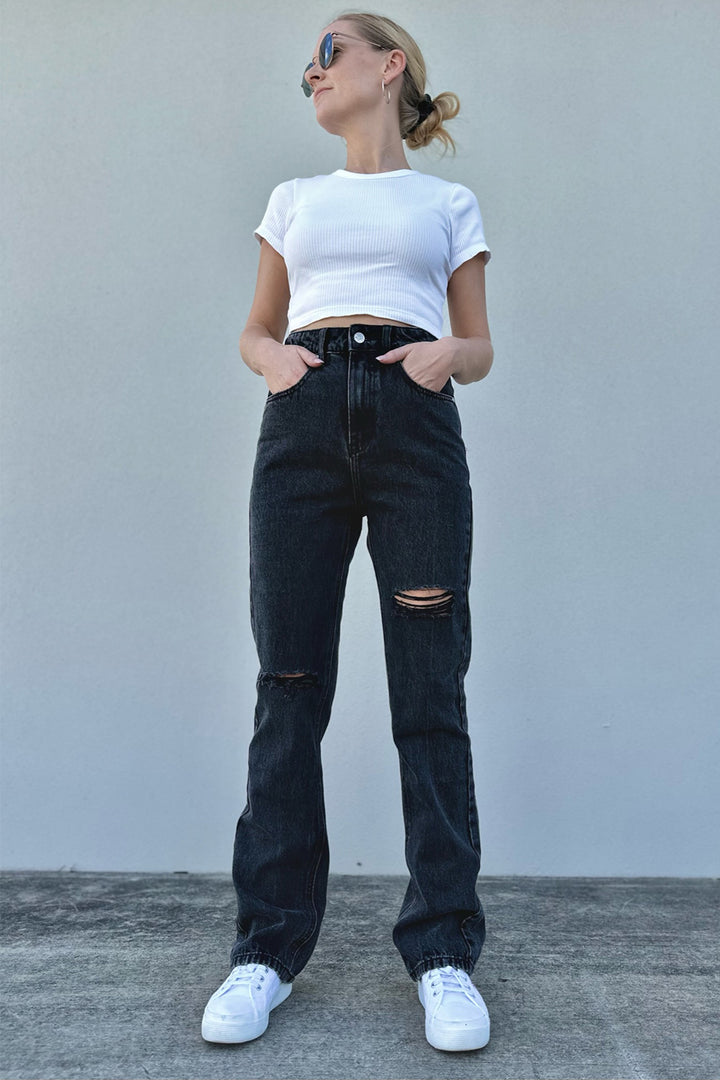 Remi High-Waisted Denim Jeans - Washed Black