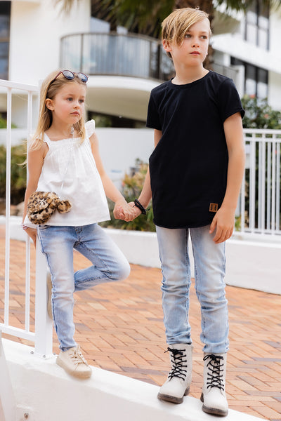 Blue Non-Distressed Denim Jeg Jeans - Kids