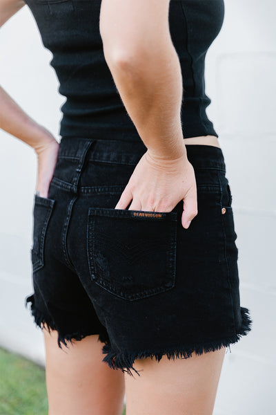 Black Goldie Distressed Denim Shorts - Women's